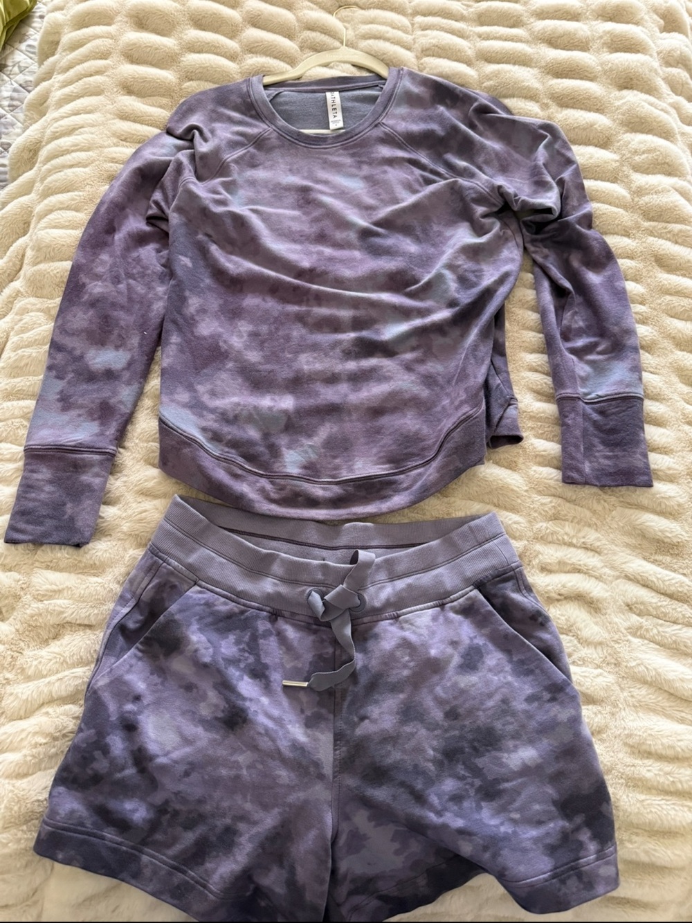 Athleta Purple Tie-Dye Sweatshirt & Shorts Set